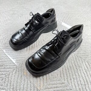 Bass Tribeca Oxfords Mens 11 Black Leather Square Italy VTG Goth Y2K Grunge Rock